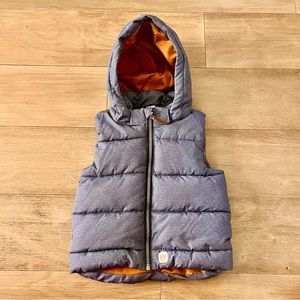 H&M Denim Blue Puffer Vest with Hood - 3T
